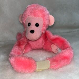Vintage 1982 Dakin Pink Monkey Plush Stuffed Animal Toy Long Arma Sticky Hands